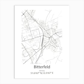 Bitterfeld,Germany Minimalist Map Art Print