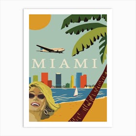 Miami, Vintage travel poster in Pop Art Style Art Print