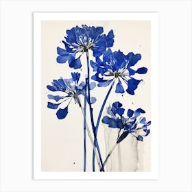 Blue Botanical Agapanthus 2 Art Print