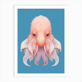 Dumbo Octopus Flat Illustration 3 Art Print