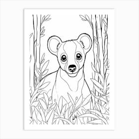 Line Art Jungle Animal Fossa 4 Art Print