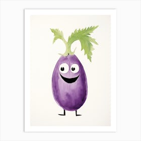 Friendly Kids Eggplant Art Print