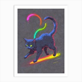 Cat On Skateboard Art Print