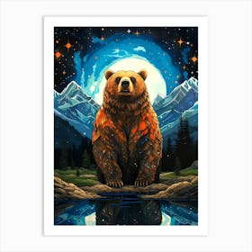 Bear In The Moonlight Art Print