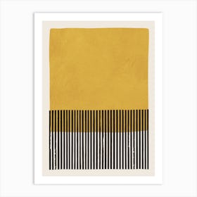 Mustard And Black Vertical Lines Art Print