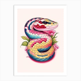 Rosy Boa Snake Tattoo Style Art Print