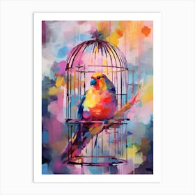 Colourful Watercolour Bird Cage 1 Art Print