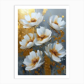 White Flowers With A Touch Of Gold Pt. 4 Art Print