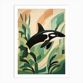 Abstract Orca Whale Geometric Collage 2 Art Print