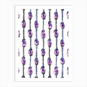 Purple Beads Pearls On Silver Chain Jewelry Art Print