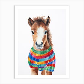 Baby Animal Wearing Sweater Horse 1 Art Print