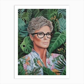Floral Handpainted Portrait Of Jamie Lee Curtis 4 Art Print