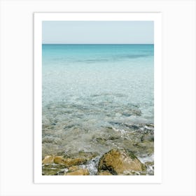 Rocky Shore And Blue Water Landscape In Sicily Art Print