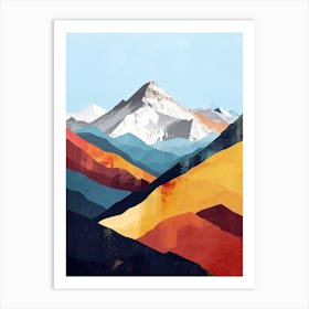 Cosmic Crests: Minimalist Mountain Art Print