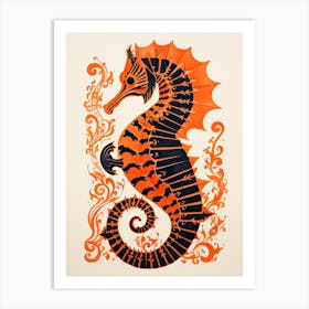 Seahorse, Woodblock Animal Drawing 2 Art Print