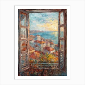 Window View Of Istanbul In The Style Of Impressionism 2 Art Print