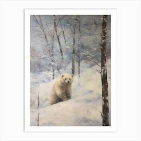 Vintage Winter Animal Painting Polar Bear 2 Art Print
