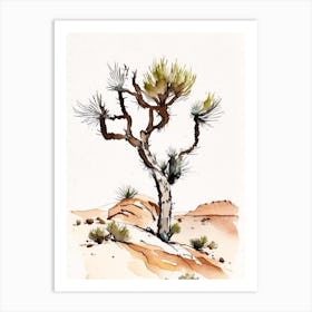 Joshua Tree In Grand Canyon Minimilist Watercolour  (3) Art Print