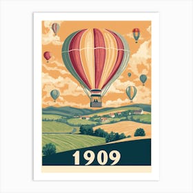 Aihrgdesign A Vintage Travel Poster Of A Hot Air Balloon Floa Da9e3d09 7693 4f40 Ba70 8e6526cbb0e3 3 Art Print