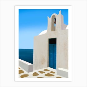 Bell House By The Sea Santorini Art Print