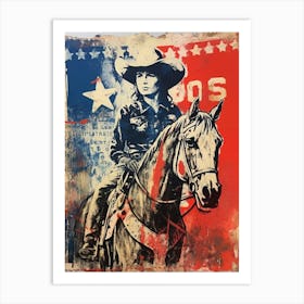 Expressionism Cowgirl Red And Blue 9 Art Print