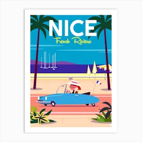 Nice French Riviera Poster Colourful Art Print