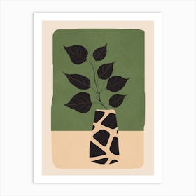 Modern Abstract Vase With Plant 2 Art Print