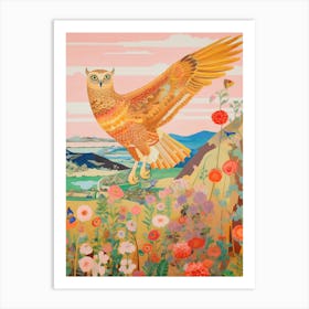 Maximalist Bird Painting Great Horned Owl 1 Art Print