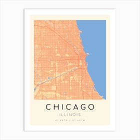 Chicago Map Print - Boucher style Art Print