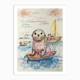 Sea Lion In A Boat Art Print