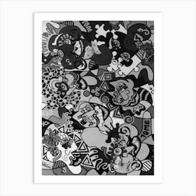 Abstract Figurative / Love & Sex / Black & White / 60x80cm Art Print