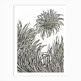 Sea Anemone Linocut Art Print