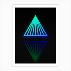 Neon Blue and Green Abstract Geometric Glyph on Black n.0280 Art Print
