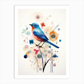 Bird Painting Collage Eastern Bluebird 4 Art Print