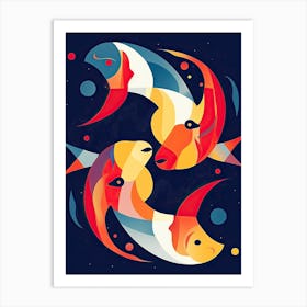 Pisces Illustration Zodiac Star Sign 2 Art Print