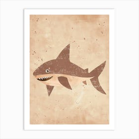 Beige Mocha Smiling Shark Art Print