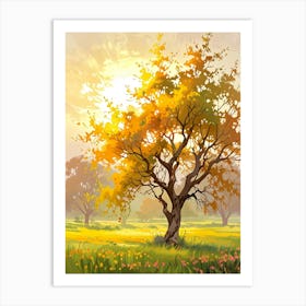 Autumn Tree In The Meadow Art Print