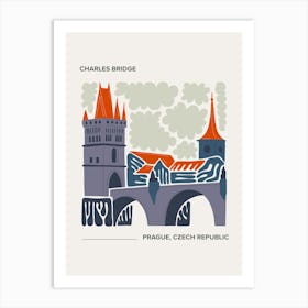 Charles Bridge   Prague, Czech Republic, Warm Colours Illustration Travel Poster 2 Art Print