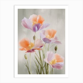 Crocus Flowers Acrylic Painting In Pastel Colours 3 Art Print