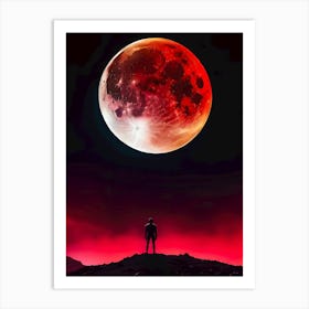 Blood Moon From The Top Of The Mountain Art Print