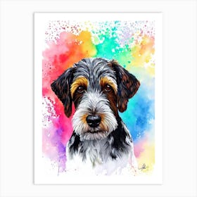 German Wirehaired Pointer Rainbow Oil Painting Dog Art Print