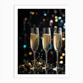 New Year Champagne Glasses 1 Art Print