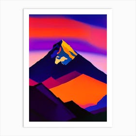 Geometric Mountain At Dusk Art Print