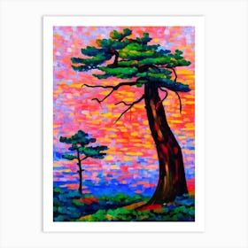 Japanese Red Pine Tree Cubist Art Print