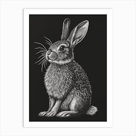 Britannia Petite Blockprint Rabbit Illustration 3 Art Print