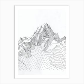 Mount Logan Canada Line Drawing 1 Art Print