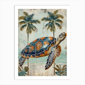 Palm Tree Sea Turtle Wallpaper Inspired 1 Art Print