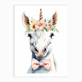 Baby Unicorn Flower Crown Bowties Woodland Animal Nursery Decor (21) Art Print