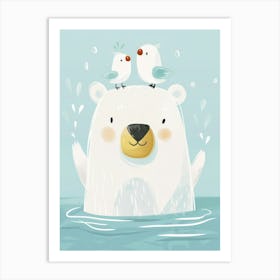 Polar Bear And Birds Art Print