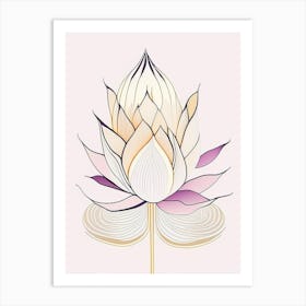 Sacred Lotus Abstract Line Drawing 2 Art Print